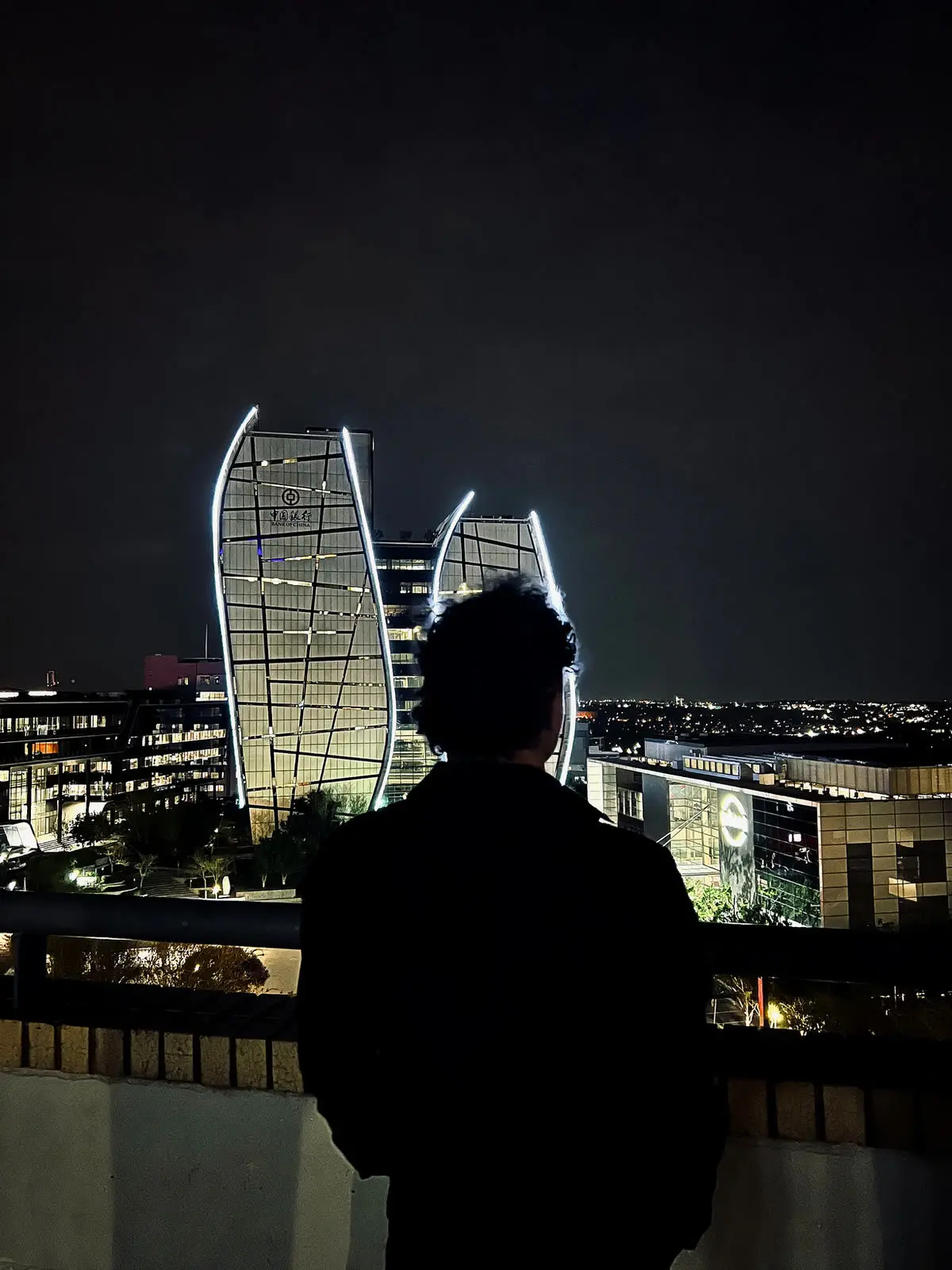 Looking out over Sandton at night
